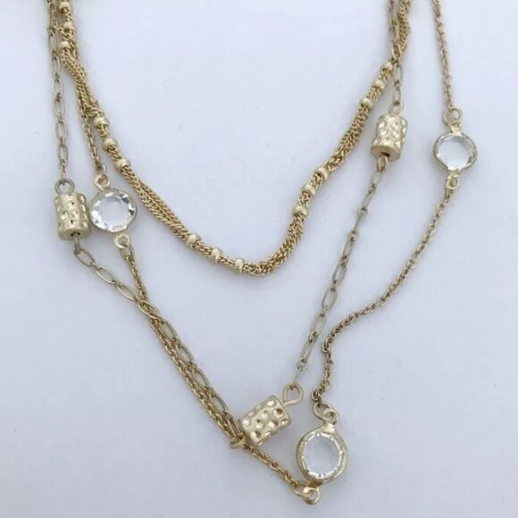 LIA SOPHIA GOLD TONE 3 STRAND CUT RESIN 17"-20" NECKLACE NWT - Picture 4 of 5